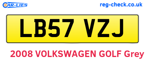 LB57VZJ are the vehicle registration plates.