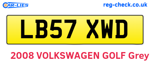 LB57XWD are the vehicle registration plates.