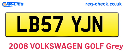 LB57YJN are the vehicle registration plates.