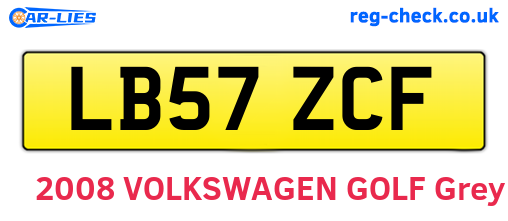 LB57ZCF are the vehicle registration plates.
