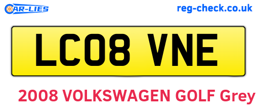 LC08VNE are the vehicle registration plates.