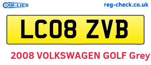 LC08ZVB are the vehicle registration plates.