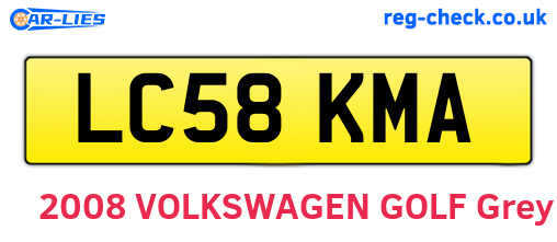 LC58KMA are the vehicle registration plates.