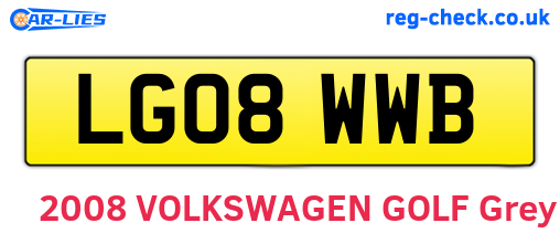 LG08WWB are the vehicle registration plates.