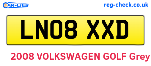 LN08XXD are the vehicle registration plates.