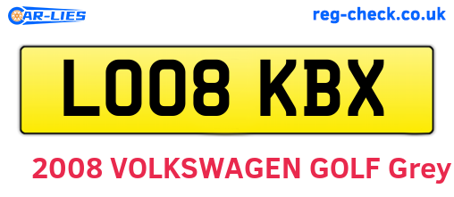 LO08KBX are the vehicle registration plates.