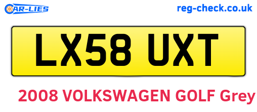 LX58UXT are the vehicle registration plates.