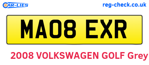 MA08EXR are the vehicle registration plates.