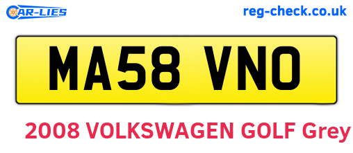 MA58VNO are the vehicle registration plates.