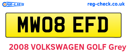 MW08EFD are the vehicle registration plates.