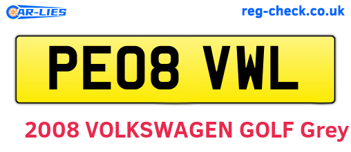 PE08VWL are the vehicle registration plates.