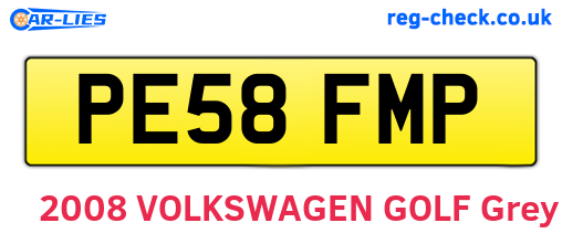 PE58FMP are the vehicle registration plates.