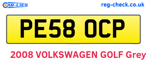 PE58OCP are the vehicle registration plates.