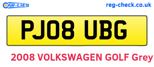 PJ08UBG are the vehicle registration plates.