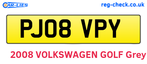 PJ08VPY are the vehicle registration plates.