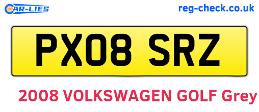 PX08SRZ are the vehicle registration plates.