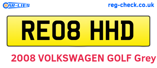 RE08HHD are the vehicle registration plates.