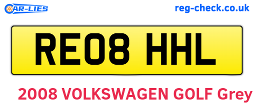 RE08HHL are the vehicle registration plates.