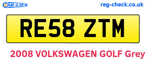 RE58ZTM are the vehicle registration plates.