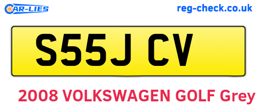 S55JCV are the vehicle registration plates.