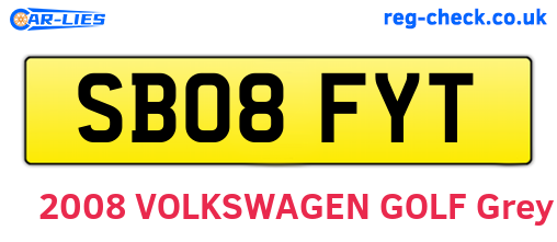 SB08FYT are the vehicle registration plates.