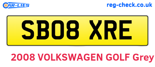 SB08XRE are the vehicle registration plates.
