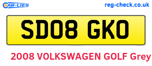SD08GKO are the vehicle registration plates.