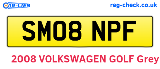 SM08NPF are the vehicle registration plates.