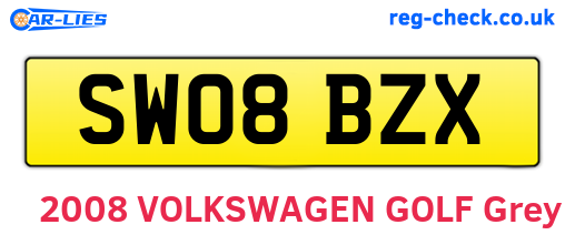 SW08BZX are the vehicle registration plates.