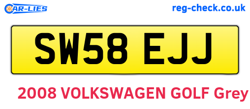 SW58EJJ are the vehicle registration plates.