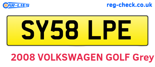 SY58LPE are the vehicle registration plates.