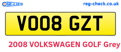VO08GZT are the vehicle registration plates.