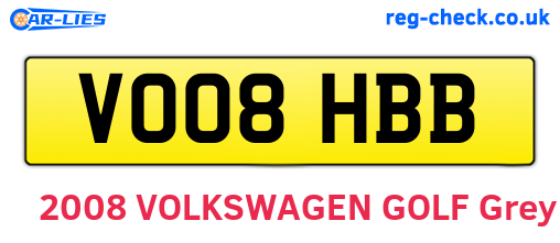 VO08HBB are the vehicle registration plates.
