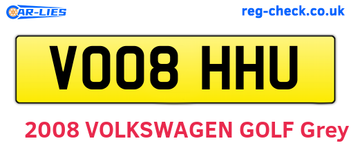 VO08HHU are the vehicle registration plates.