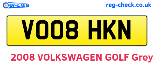 VO08HKN are the vehicle registration plates.