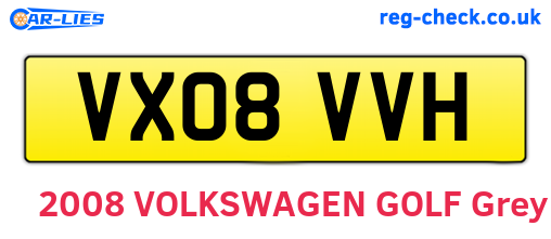 VX08VVH are the vehicle registration plates.