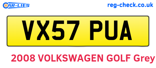 VX57PUA are the vehicle registration plates.
