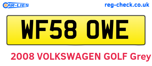 WF58OWE are the vehicle registration plates.