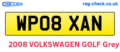 WP08XAN are the vehicle registration plates.