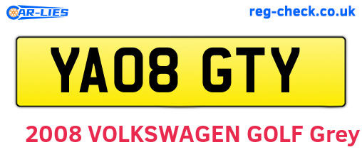 YA08GTY are the vehicle registration plates.
