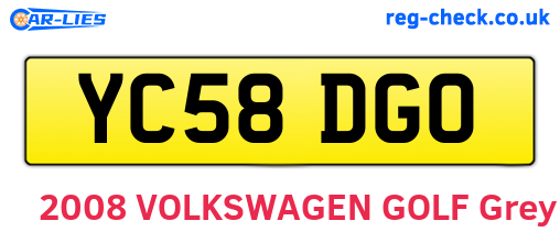 YC58DGO are the vehicle registration plates.