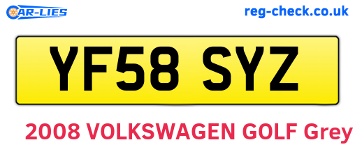 YF58SYZ are the vehicle registration plates.