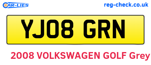 YJ08GRN are the vehicle registration plates.