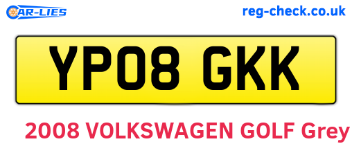 YP08GKK are the vehicle registration plates.
