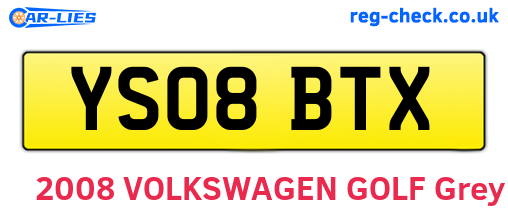 YS08BTX are the vehicle registration plates.