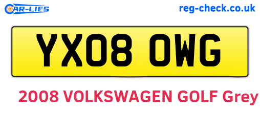 YX08OWG are the vehicle registration plates.