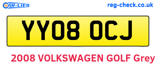 YY08OCJ are the vehicle registration plates.