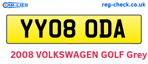 YY08ODA are the vehicle registration plates.