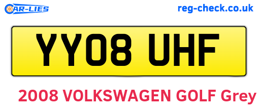 YY08UHF are the vehicle registration plates.