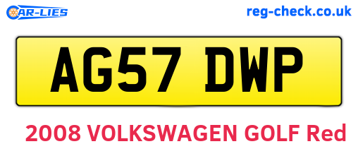 AG57DWP are the vehicle registration plates.